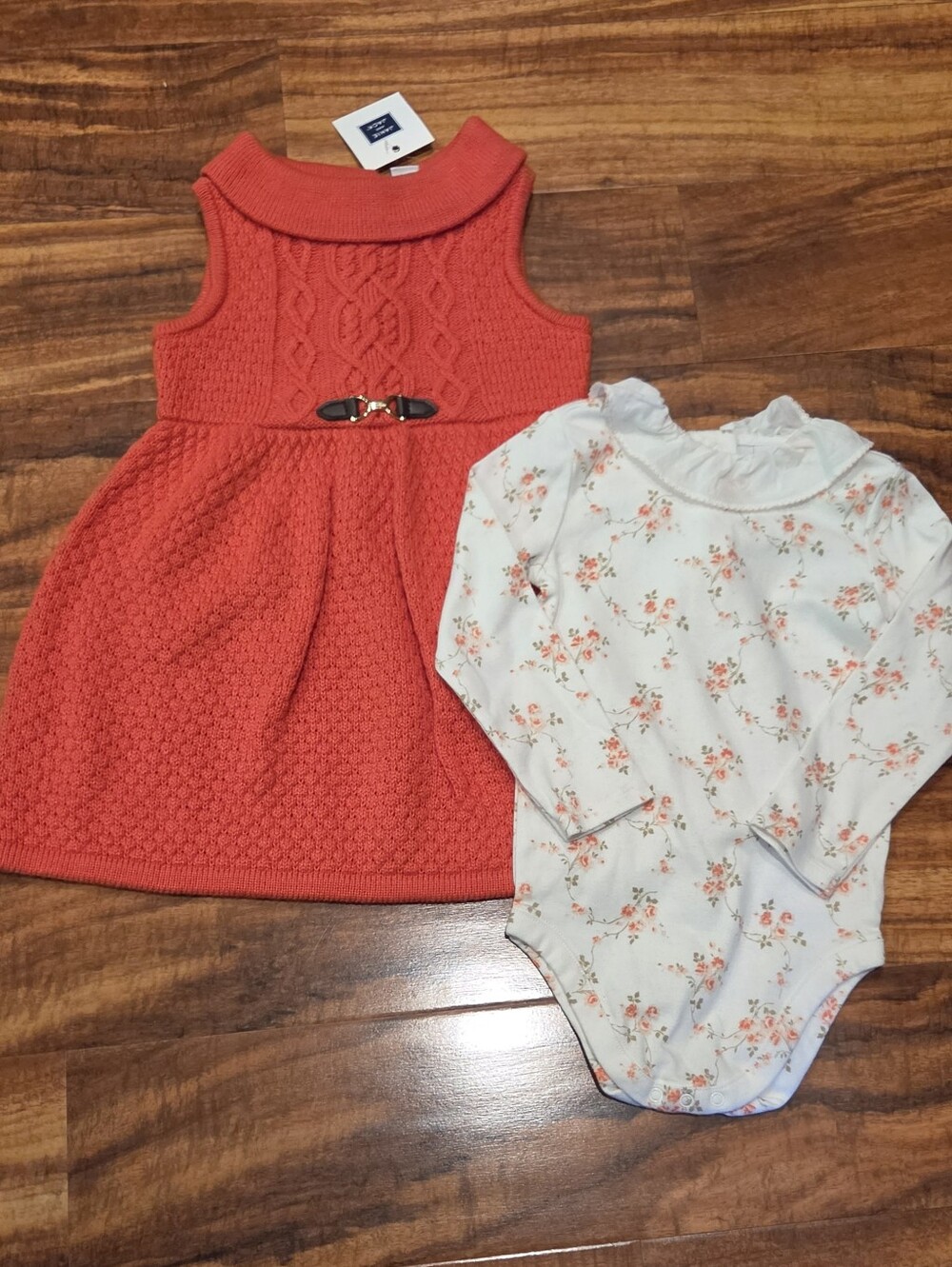 Janie and Jack NWT 18-24 Months Ivory/Coral Floral Bodysuit and Sweater Jumper